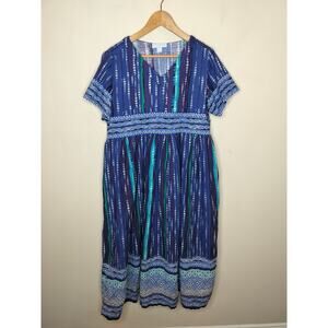 Only Necessities Cotton Long House Dress Geo Maxi